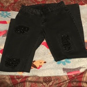 J-Lo Ripped Sequin Super Skinny Jeans